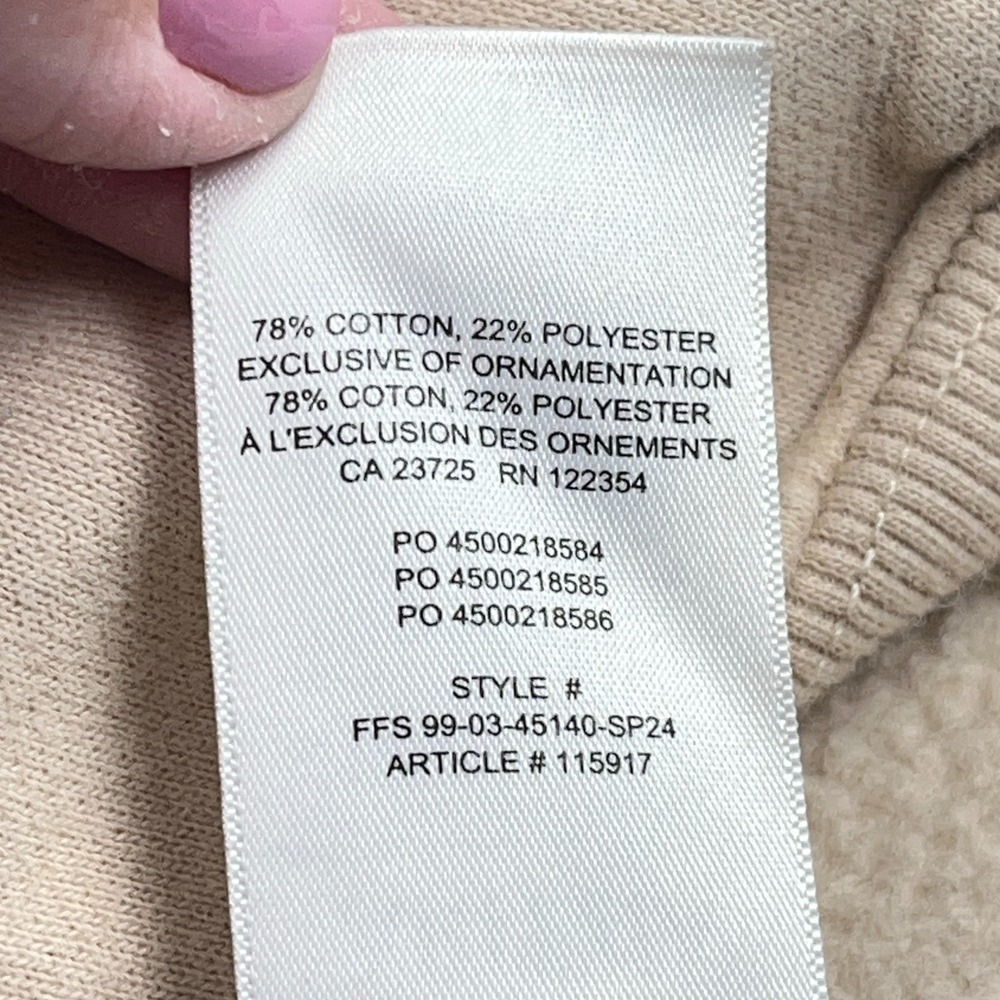 Aritzia Sweat Fleece Hoodie Womens Size 1 Tan Cozy Fleece Mega Fit STAINS - Picture 8 of 13